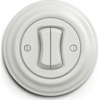 vypínač Kliklap - Retro dvojité tlačítko s rámečkem bílá