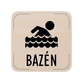 Popis místnosti - cedulka na dveře - Bazén, dřevěná tabulka, 80 x 80 mm