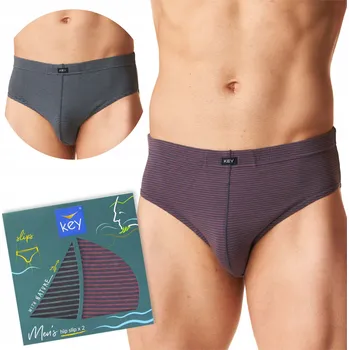 Slipy KEY pánské slipy MPP 302 2-pack proužky švestka/zelená L