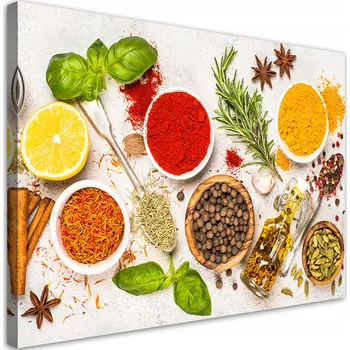 Obraz OBRAZ NA PLÁTNĚ Bylinky a koření do kuchyně 120x80