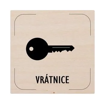Cedulka na dveře - Vrátnice - piktogram, dřevěná tabulka, 80 x 80 mm