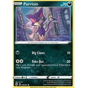 Sběratelská karetní hra Pokémon CPA 039/073 Purrloin - Champion’s Path Stav: Near Mint, Verze: REVERSE HOLO