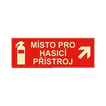 Místo pro hasicí přístroj - fotoluminiscenční tabulka, samolepka 210x80 mm