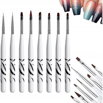 Kosmetický štětec SADA 8 ŠTĚTCŮ NA MANIKÚRU zdobení linek teček kreseb nehtů