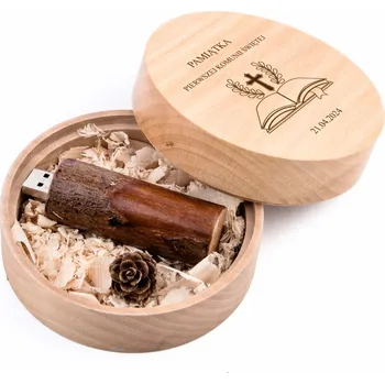 USB flash disk USB flash disk MemoRabbit Dřevěný USB flash disk větev v kulaté krabičce 16 GB USB 2.0 hnědý