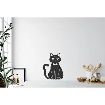 Samolepící dekorace Lepy.cz Samolepka na zeď Kočka s motýlkem Velikost (šířka x výška): 20x25cm, Barevná varianta: Tmavě červená