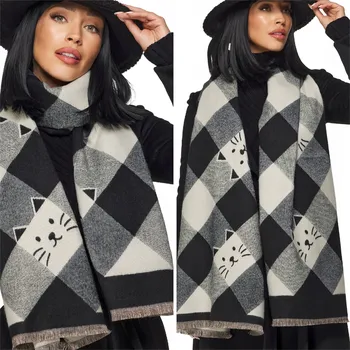 Šála Fashionweek Dámský šátek zimní dlouhá šála KARR308 Barva: Černá, Velikost: Universal