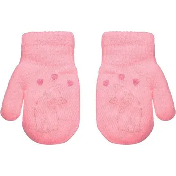 Rukavice BE SNAZZY Zateplené zimní rukavice se šňůrkou kočka 4 - 6 let Sv. Růžová