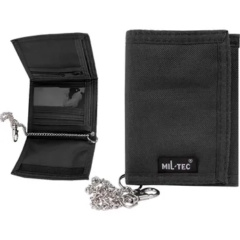 Peněženka Sportovní turistická peněženka Mil-Tec s řetízkem, karabinou a suchým zipem, černá