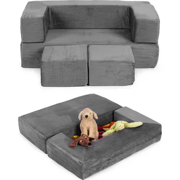 Pohovka ecotoys Modulární skládací pohovka pro děti DIY 4 měkké polštáře - šedá ECOTOYS