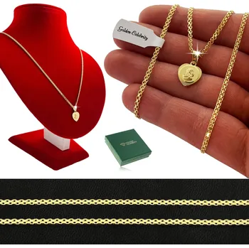 Řetízek ZLATÝ ŘETÍZEK BISMARK + MEDAILON DÁREK PRO DÍVKU NA KŘTINY PŘIJÍMÁNÍ