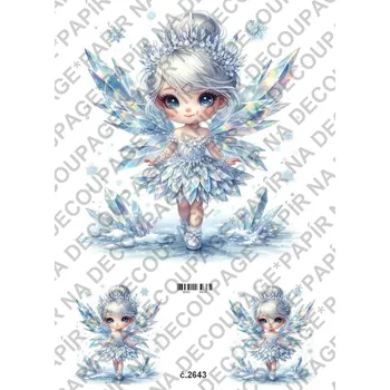 Umělecký papír Rýžový a soft papír na decoupage - Ledová víla, zimní - KB2643 Materiál: Soft, Rozměr: A4