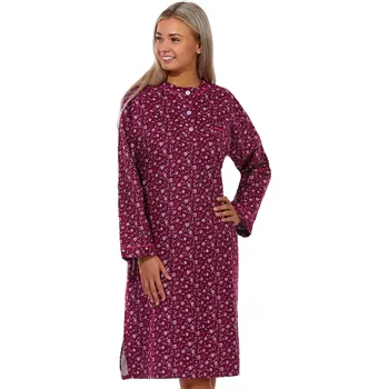 Dámská noční košile Vínová květinová i růžičková flanelová extra TEPLÁ noční košilka dámská - dlouhá 1DF0024 vínová m