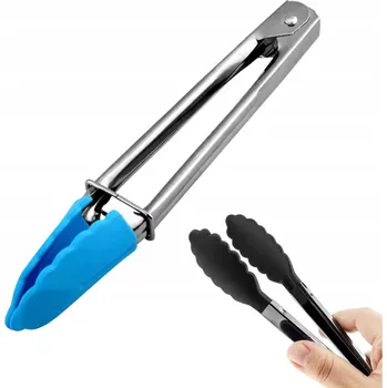 KUCHYŇSKÉ KLEŠTĚ SILIKONOVÉ OCELOVÉ UNIVERZÁLNÍ NA GRIL MASO TĚSTOVINY LED