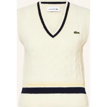 Dámská vesta Lacoste Dámská Pletená Vesta, krémová / tmavě modrá, 36