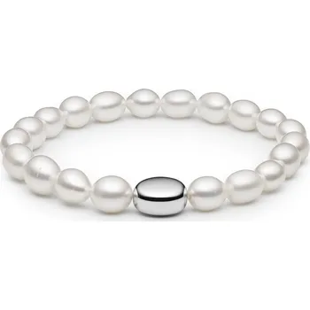 Náramek ANNA PERLY Elegantní náramek z rice perel s atraktivním stříbrným akcentem