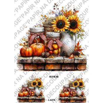 Umělecký papír Rýžový a soft papír na decoupage - Podzimní dekorace - KB04275 Materiál: Soft, Rozměr: A4