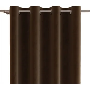 Obraz Hotový závěs velurový na kroužcích VELVI 140x260 cm hnědý