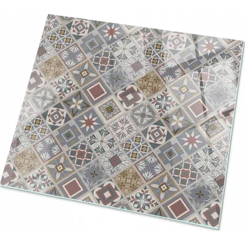 Jídelní stůl Čtvercová Deska ze Tvrzeného Skla Mozaika s Ozdobami 50x50 cm