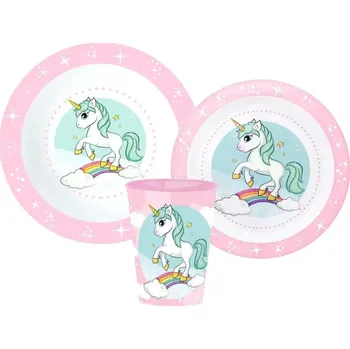 Party nádobí Sada plastového nádobí s kelímkem Jednorožec | Unicorn