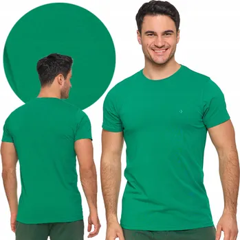 Pánské tričko BAVLNA PREMIUM BAVLNĚNÉ TRIČKO S KRÁTKÝM RUKÁVEM, ZELENÉ, MORAJ , VELIKOST S.XL