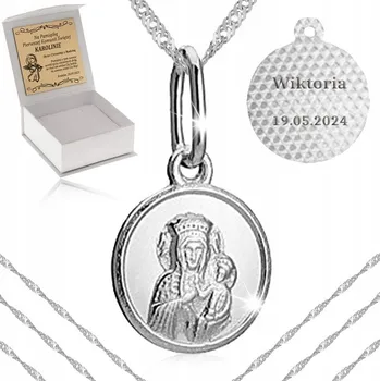 Náhrdelník STŘÍBRNÝ NÁHRDELNÍK K PRVNÍMU SVATÉMU PŘIJÍMÁNÍ ŘETÍZEK MEDAILONEM 925 PRO DÍVKU + GRAVÍROVÁNÍ