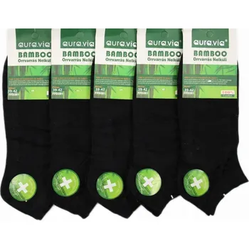 Pánské ponožky 5 x ponožky kotníkové ponožky pánské bambusové černé AURA.VIA 43-46