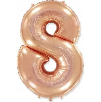 Balónek Fóliový balónek číslice 8, narozeniny, růžové zlato, 85 cm