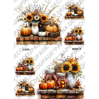 Umělecký papír Rýžový a soft papír na decoupage - Podzimní dekorace - KB04276 Materiál: Soft, Rozměr: A4