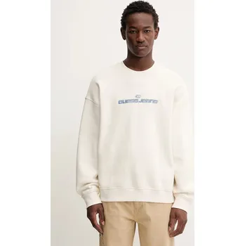 Pánská mikina Mikina Guess Jeans pánská, béžová barva, s aplikací, M5BQ24 K9V31 M5BQ24.K9V31 01X, vel. L