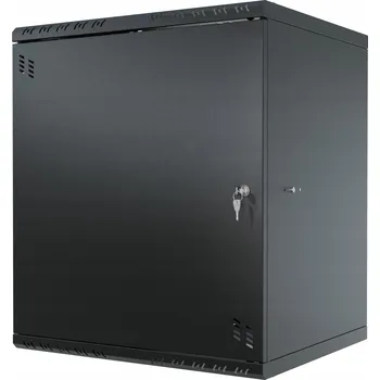 Rozvaděč Nástěnná serverová Skříň RACK 19" 12U 450mm kovové dveře černá Stalflex