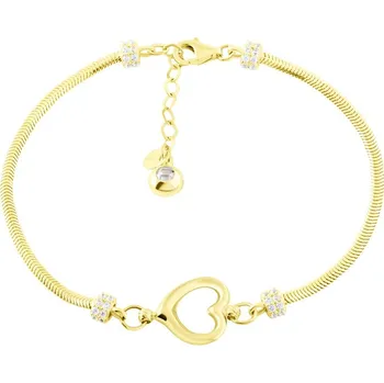 Náramek GEMMAX Trendy luxusní zlatý náramek TT SRDCE se zirkony délka 17 + 3 cm – zlatý šperk ryzosti 585/1000 v Dárkovém balení s Certifikátem GLBYB-20-03537