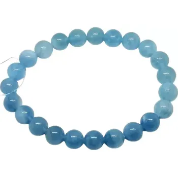 Náramek Akvamarínový exkluzivní náramek kuličky 8 mm, AA kvalita (úžasná modrá barva)