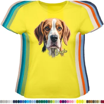 Dámské tričko damske-levne-bavlnene-tricko-digitalni-potisk-pes-bigl Barva: Lemon - citronové, velikost: 3XL