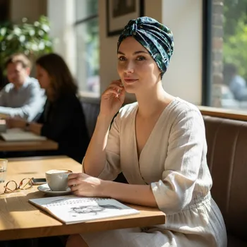 Ebbie Bavlněný turban-twist - SMARAGDOVÉ LISTY Velikost: 57