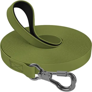 Vodítko pro psa Pogumované výcvikové vodítko s uzamykatelnou karabinou X XBEN, 30 m, khaki