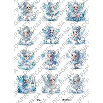 Umělecký papír Rýžový a soft papír na decoupage - Ledová víla, zimní - KB2656 Materiál: Soft, Rozměr: A4