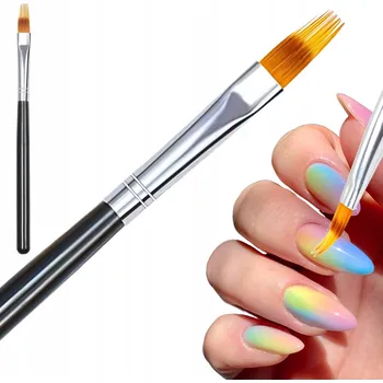 Kosmetický štětec Plochý štětec na stínování a zdobení nehtů OMBRE, manikúra, babyboomer