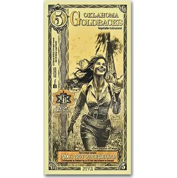 Zlatý slitek 5 Oklahoma Goldback - Aurum Gold Foil Note (24k)