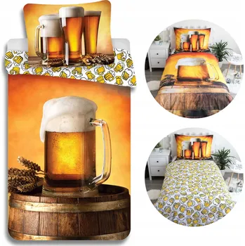Povlečení Pivo, pivní sklenice Sada povlečení na zip, povlečení bavlněné 140x200cm