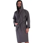 Šedý luxusní pánský župan s kapucí z bavlny 1G0726 šedá l