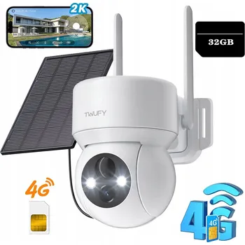 Bezpečnostní kamera OTOČNÁ SOLÁRNÍ KAMERA GSM 4G LTE SIM 2K 3MPX 4X ZOOM PTZ MONITORING 32GB