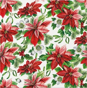 Papírový ubrousek Ubrousky Airlaid 12ks Glory Poinsettia 40x40 cm
