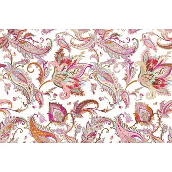 SATÉNOVÁ LÁTKA TYPU HEDVÁBÍ VZOR PAISLEY BONBONOVÁ