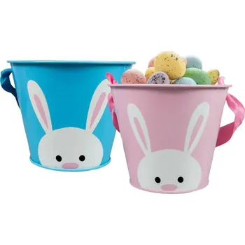 Velikonoční dekorace ARPEX dekorativní kyblík s králíčkem MODRÝ 1 Ks