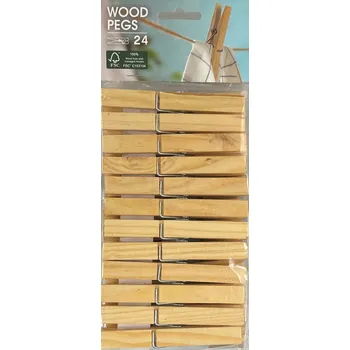 Dřevěné kolíčky na prádlo 24 ks 10 cm