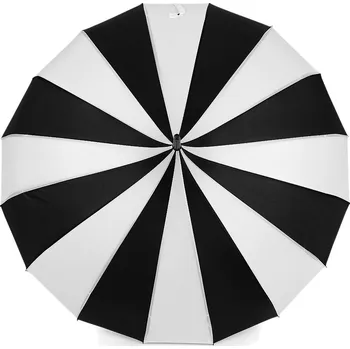 Deštník Dámský deštník pagoda s koženou rukojetí Varianta: 3 bílo-černá, Balení: 1 ks