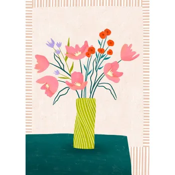 Plakát Plakát, Obraz - Colorful Blossoms in Stripes, Bea Muller