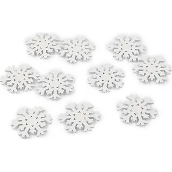 Vánoční dekorace Dřevěná vločka samolepicí, barva 2 bílá