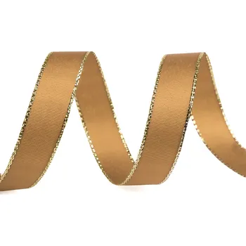 Stuha Stuha taftová s lurexem šíře 15 mm Varianta: 742 béžová tm. zlatá, Balení: 10 m